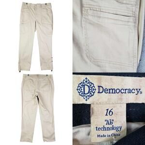 Democracy Jeans AB Technology Women’s Size 16 Beige Khaki Canvas Stretch